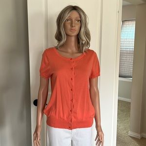 LOFT Short Sleeve Button Cardigan SZ L